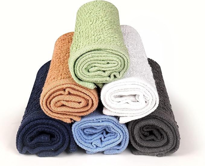 Towel and Linen Mart 100% Cotton - 24 Pack Wash Cloth Set - Flannel Face Cloths, Highly Absorbent and Soft Feel Fingertip Towels (Multi, Pack of 24)