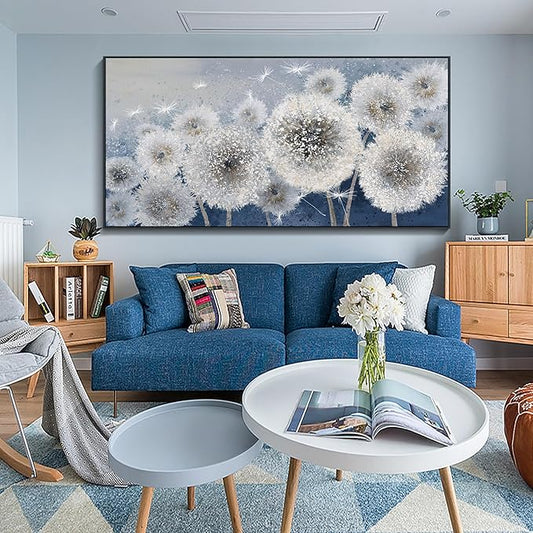 Pogusmavi Dandelion Wall Art Modern Wall Decor Botanical Wall Art Framed Artwork for Walls Office Artwork Wall Pictures for Bedroom Canvas Wall Art for Living Room 30x60 Black Framed