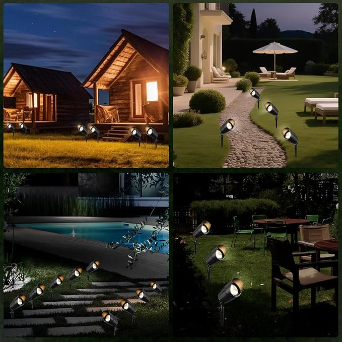 Low Voltage Landscape Lighting, 8W 800LM LED Landscape Lights with Connectors for Tree Garden Yard Pathway | 12V 24V Warm White 2700K Spotlights | IP67 Waterproof | 4 Pack