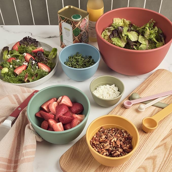 Bamboozle Astrik Baking Bundle | 5 Piece Mixing Bowl Set | Measuring Cups and Spoons | Cooking and Meal Prep | Dishwasher Safe | Microwave Safe | Desert Bloom