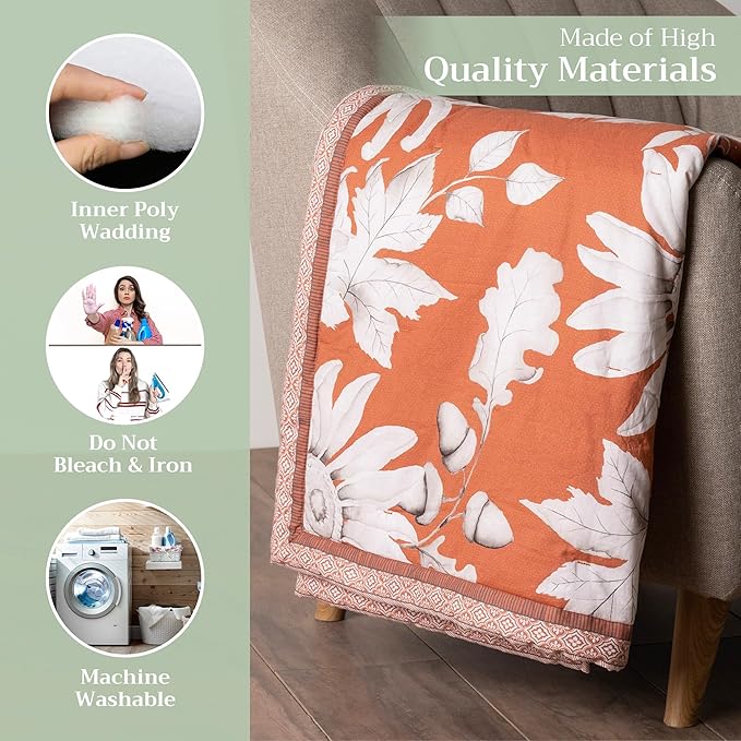 Maison d' Hermine Throw Blanket for Couch Lightweight Soft Warm Breathable Cotton Throw Blankets for Bed Girls Boys Women Men Gifts Sofa Travel Living Room Chair Bedding (60"x80", Pretty Autumn)