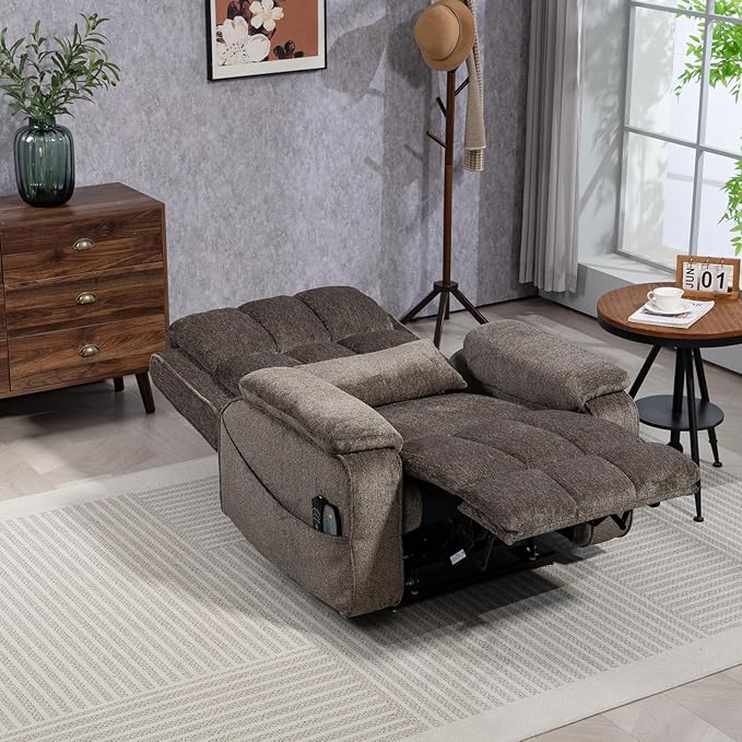 Lift Recliner Chairs for Elderly, Oversized Power Lift Chair with Heat and Massage, 180° Lay Flat Recliner with Extended Footrest, USB & Type-C Ports and Side Storage for Big Man 400lbs Sleeping