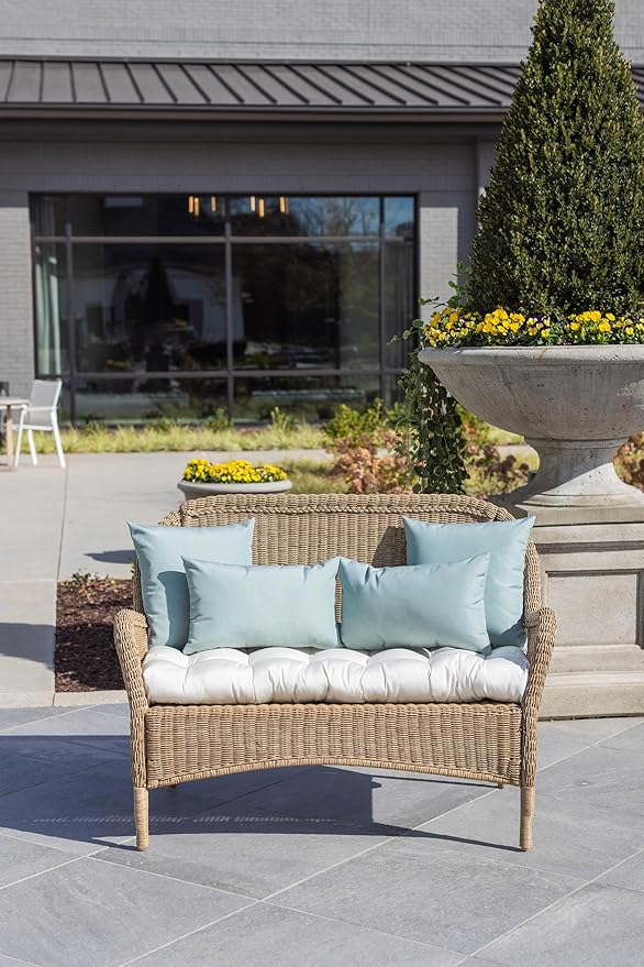 RSH DECOR: Sunbrella Square Throw Pillows Set of 2 | 24" x 24" | Water and Fade-Resistant Performance Fabric | Outdoor Pillow Covers with Down-Alternative Inserts | Canvas Spa