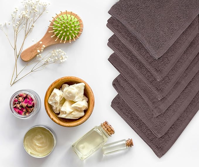 Towel and Linen Mart 100% Cotton - 24 Pack Wash Cloth Set -Grey Color Flannel Face Cloths, Highly Absorbent and Soft Feel Fingertip Towels (Grey, Pack of 24)