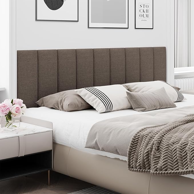 Upholstered Headboard for Full Twin Size Bed, Wall Mounted & Peel and Stick Headboard, Soundproof DIY Wall Panels, Fabric Tufted Head board in Modern Design for Bedroom (6 Panels, Each 23.62"x9.84"）