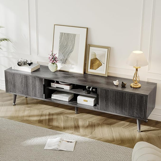Mid Century TV Stand, Modern TV Console for TVs up to 70 Inches, Entertainment Center with Storage, TV and Media Consol for Living Room, 62 Inch (Gray)