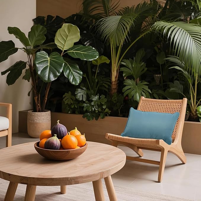 Pack of 2 Patio Lumbar Pillows, 12"x20" Fade Resistant Outdoor Waterproof Lumbar Pillow with Inners, Decorative Garden Lumbar Cushions for Home Patio Terrace Sofa Use