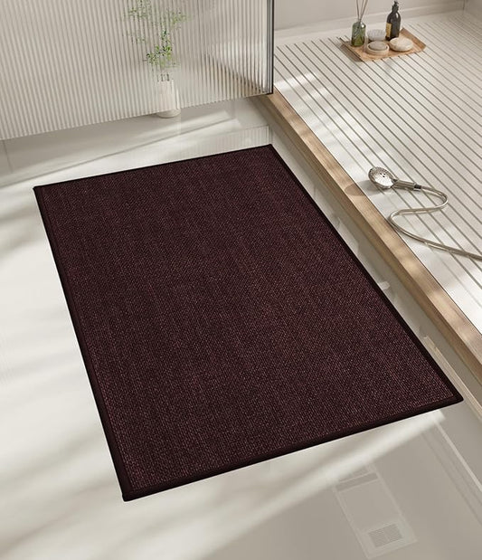 chakme Bathroom Rugs Mat 24x17, Ultra Thin Non Slip Bath Mat Small Quick Dry Absorbent Bath Mat for Bathroom Floor, (Dark Purple, 24"x17")