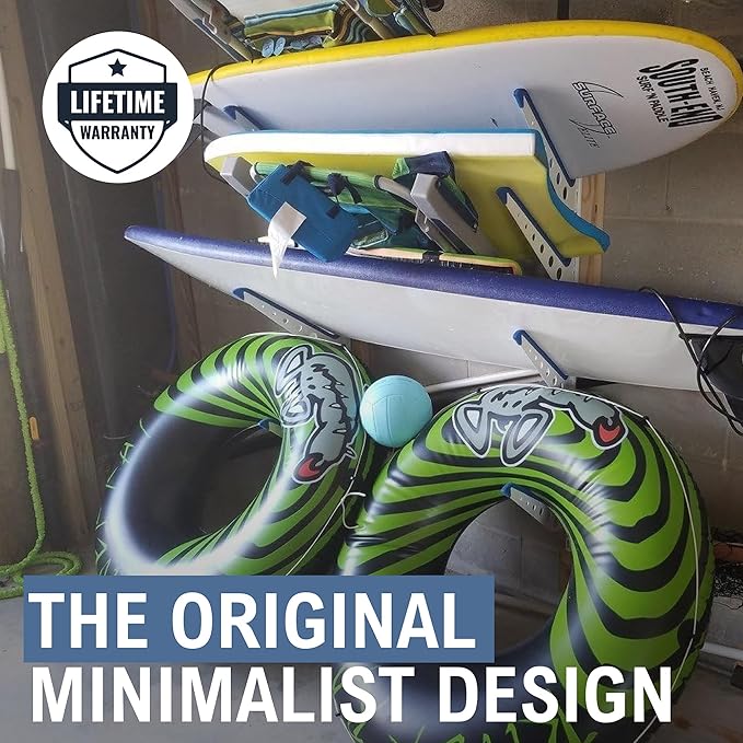 StoreYourBoard Beach Chair and Umbrella Wall Storage Rack, Metal Adjustable 4 Level Beach Gear Hanger, Garage and Home Organizer