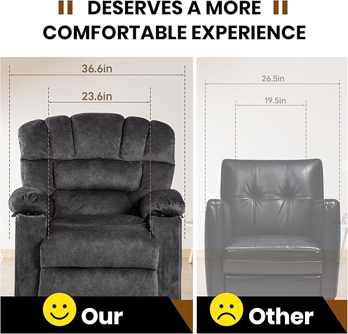 Recliner Chair Manual Modern Ergonomic Lounge Single Sofa Seat Living Room Lounge Recliners on Clearance Foam Filling