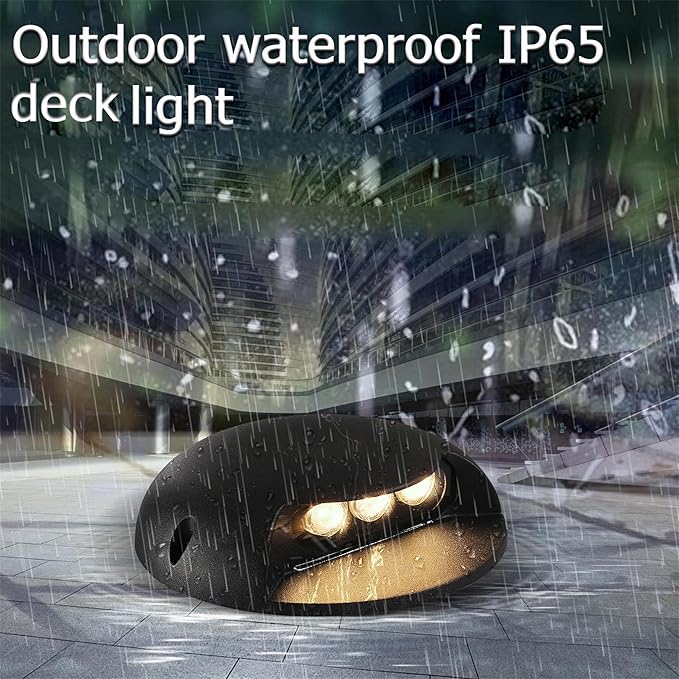 Outdoor Step Lights,High Voltage 120V 110V,3W LED Deck Light Wire,Warm White 3000K,Aluminum Housing,Surface Mount Wall Lights,Indoor Stair Lighting for Landscape,Fence,Well,Pathway,Pack of 4