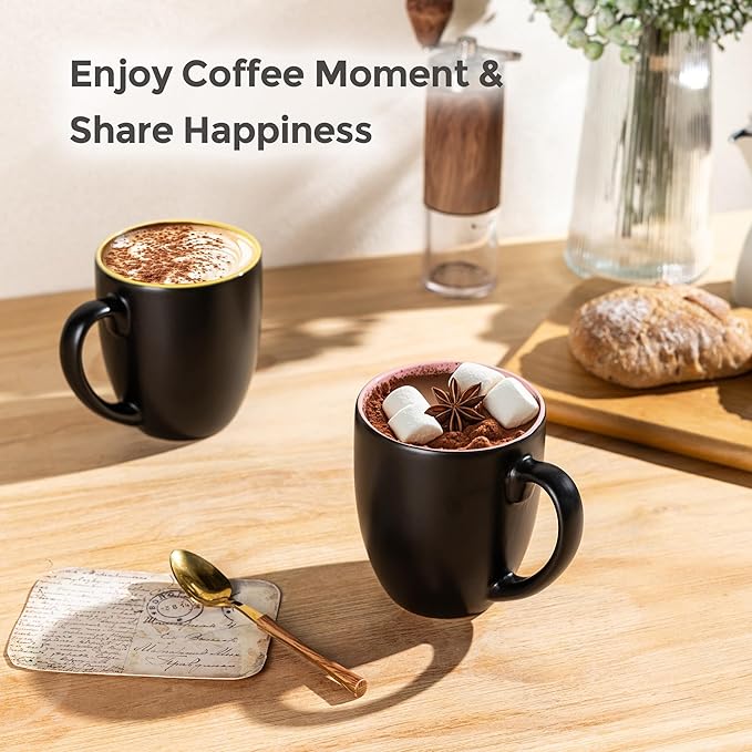 GBHOME 12oz Coffee Mugs Set of 6, Large Ceramic Coffee Mugs for Man, Woman, Dad, Mom, Modern Coffee Mugs Set with handle for Tea/Latte/Cappuccino/Milk/Cocoa. Dishwasher&Microwave Safe,Multi-Color