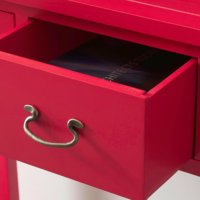 SAFAVIEH Home Collection Cindy Farmhouse Hot Red 3-Drawer Console Table