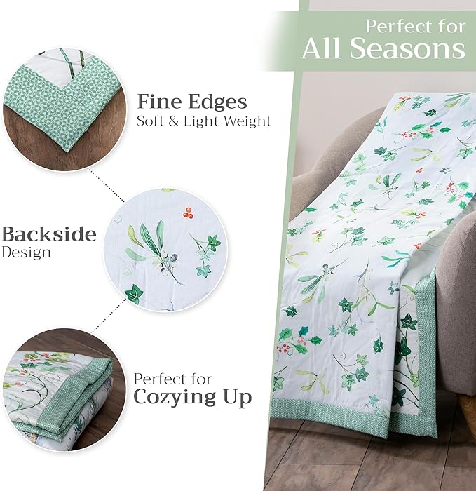 Maison d' Hermine Throw Blanket for Couch Lightweight Soft Warm Breathable Cotton Throw Blankets for Bed Girls Boys Women Men Gifts Sofa Travel Living Room Chair Bedding (60"x80", Snowy World)