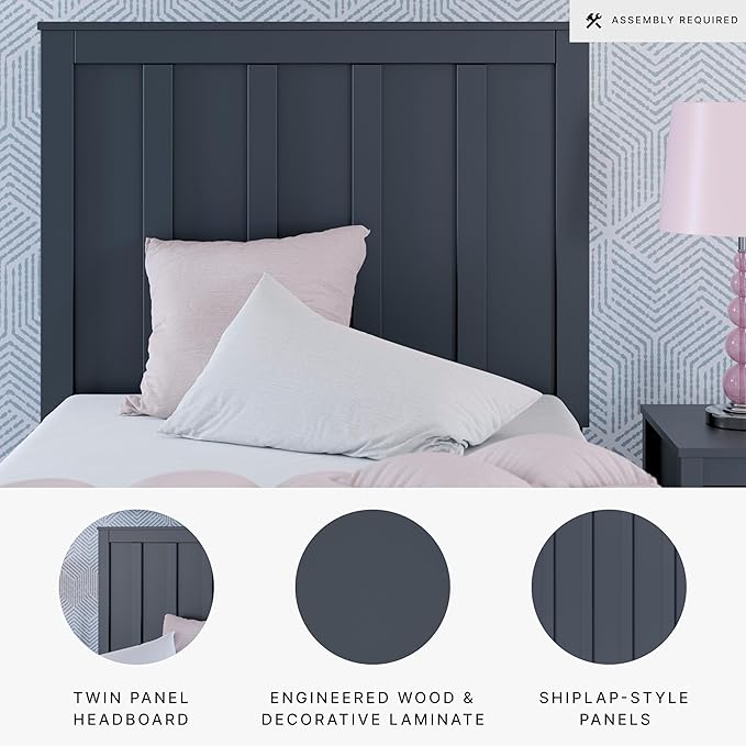 Signature Design by Ashley Simmenfort Farmhouse Panel Headboard with Matte Finish, Twin, Blue