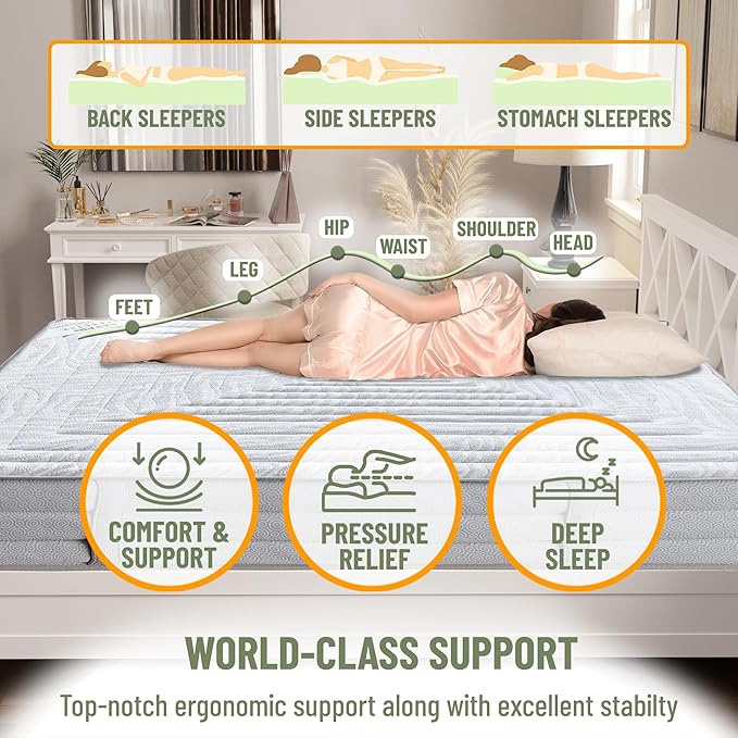 Ottomanson Twin 11" Safari Firm Hybrid Mattress - Made in USA - Unyielding Support & Durability - Individually Pocketed Coils & CertiPUR-US Foam - Fiberglass-Free - Bed in a Box