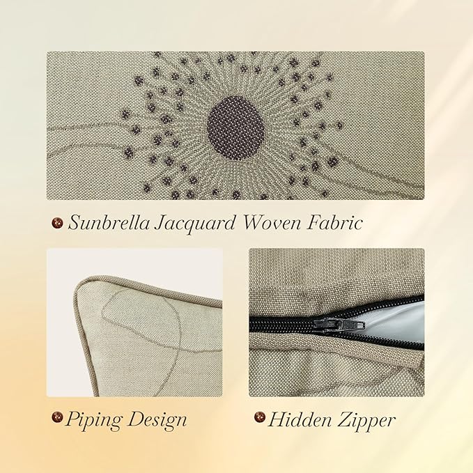 Outdoor Sunbrella Decorative Pillows Pack of 4, 16" x 16" Outdoor Pillow Set for Couch Bed Throw Patio Sofa, Allure Dusk