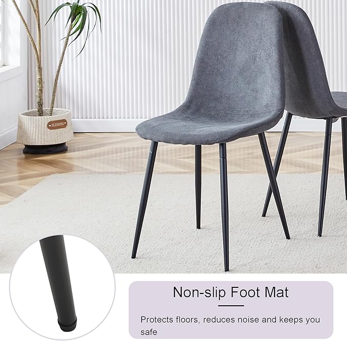 45 Inch Round Dining Table Set for 4, 5 Piece Kitchen Table and Chairs Set, Black Faux Marble Table Top, Small Space Dining Set for Apartment or Dining Room