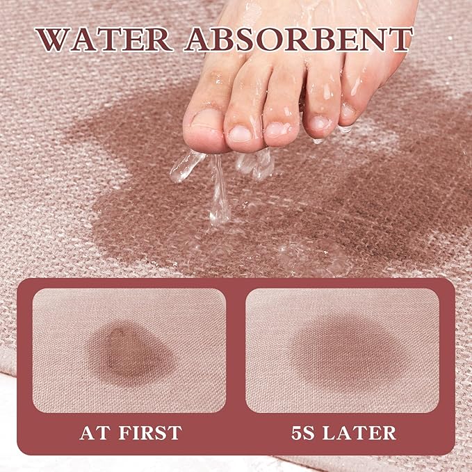 chakme Bathroom Rugs Mat 59x17, Ultra Thin Non Slip Bath Mats Runner Quick Dry Absorbent Bath Mat for Bathroom Floor, (Pink, 59"x17")