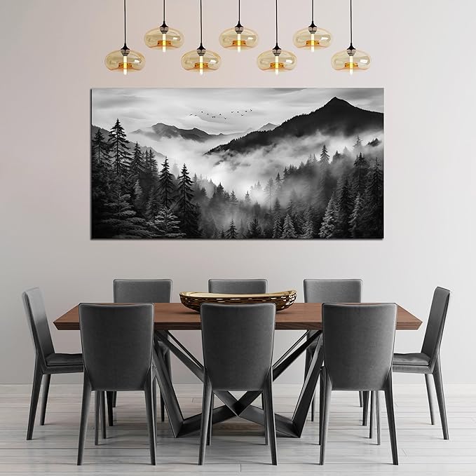 Canvas Wall Art for Living Room Bedroom Decor Wall Painting Large Artwork Modern Decorative Painting Black and White Landscape Picture Theme with Frame Ready to Hang Canvas Decor Size 30x60