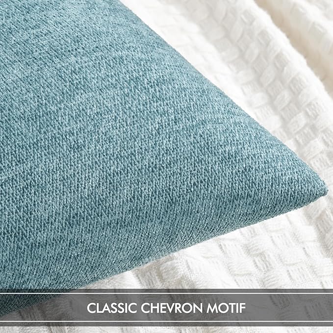 MIULEE Pack of 2 Blue Gray Decorative Pillow Covers 18x18 Inch Soft Chenille Couch Spring Throw Pillows Farmhouse Cushion Covers for Home Decor Sofa Bedroom Living Room