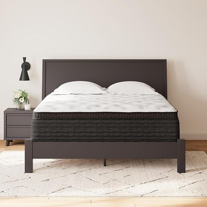 Signature Design by Ashley King Size Ultra Luxury 16 Inch Hyper Cool Euro Top Hybrid Mattress with Cooling Gel Memory Foam, Fiberglass Free, Mattress In A Box