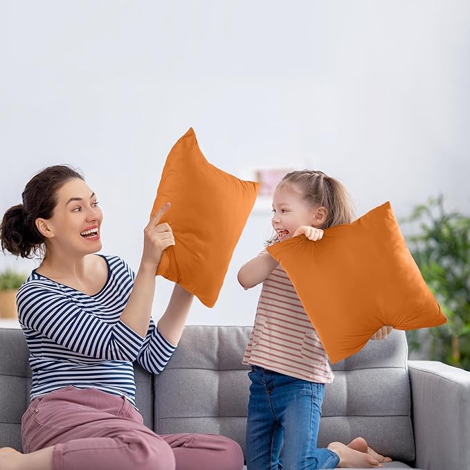 Utopia Bedding Throw Pillows Insert (Pack of 2, Orange) - 16 x 16 Inches Bed and Couch Pillows - Indoor Decorative Pillow