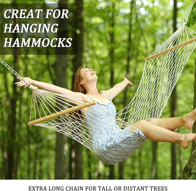 Hammock Chair Chain, 2 Pack 44in Hanging Swing Chain with 4 Carabiners, 660LB Capacity Heavy Duty Hammock Hanging Kit for Punching Bags, Swing Hangers, Porch, Patio, Playground Indoor Outdoor (Silver)