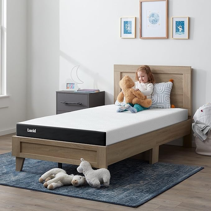 Lucid 5 Inch Gel Memory Foam Mattress - Firm Feel - Gel Infusion - Memory Foam Infused with Bamboo Charcoal - Breathable Cover - Twin