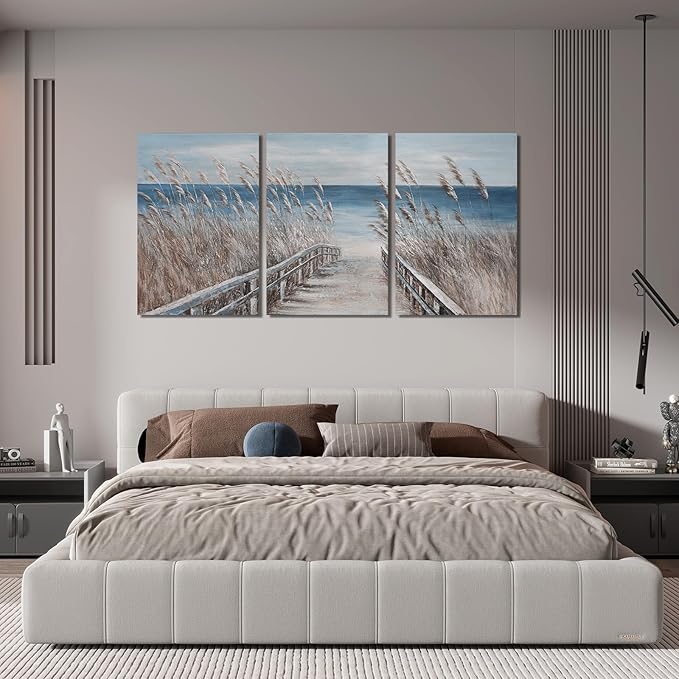 Canvas Wall Art Decor Large Wall Art Pictures for Living Room Beach Coastal Wall Art Decor Artwork for Walls Landscape Natural Wall Art Prints Art Work For Room Office Home Wall Decor 24" X 36" X 3pcs