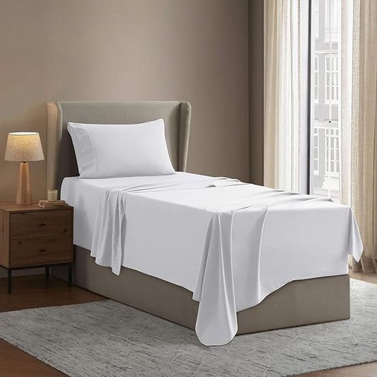Nestl Twin Sheet Set - 1800 Ultra-Soft Microfiber Twin Bed Sheets - Double Brushed - Deep Pockets - Easy Fit - Extra Soft - 3 Piece Set - Bedding Sheets & Pillowcases (Twin, White)