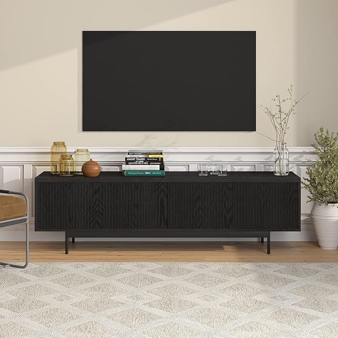 Henn&Hart Whitman, 70'' Rectangular TV Stand, Black Grain