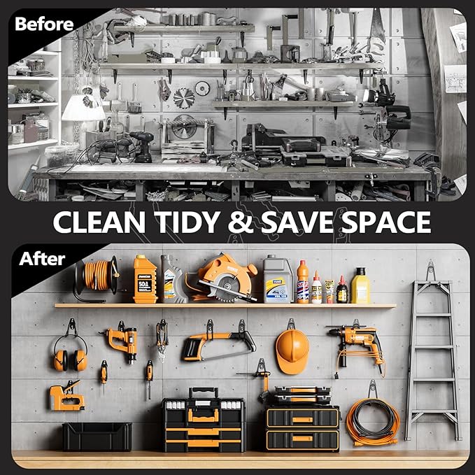 Garage Storage Hooks, 12 Pack Steel Heavy Duty Wall Mount Hooks for Hanging Bike, Ladder, Garden Tools