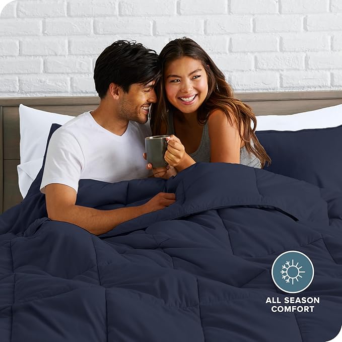 Bare Home Comforter Set - Queen Size - Ultra-Soft - Goose Down Alternative - Premium 1800 Series - All Season Warmth (Queen, Midnight)
