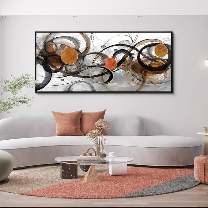 XLSJERST Large Wall Art for Living Room - Black and Gray Canvas Picture Framed Artwork for wall Modern Abstract Minimalist Paintings Oversize Wall Decor
