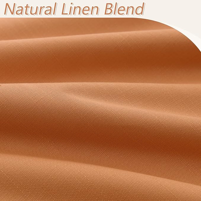 Guken Orange Blackout Curtains 108 Inch Length 2 Panels Set for Living Room Bedroom Back Tab Thermal Insulated 100% Black Out Linen Drapes Room Darkening Window Curtains 108 Inches Long