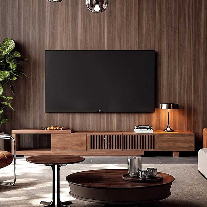 Adjustable Length 78"-103" TV Stand with 2 Doors and 2 Drawers, Entertainment Center with Storage for Living Room Bedroom, Mid Century Modern TV Console, Media Console, Television Stand, Walnut