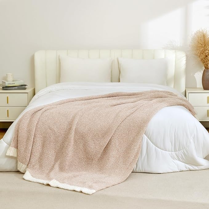 Snuggle Sac Twin XL Bed Blanket 66x90 inches, Super Soft Warm Beige Blankets for Bed, Living Room, Luxurious Microfiber Blanket Dupes, Heather Beige, 66x90 inches