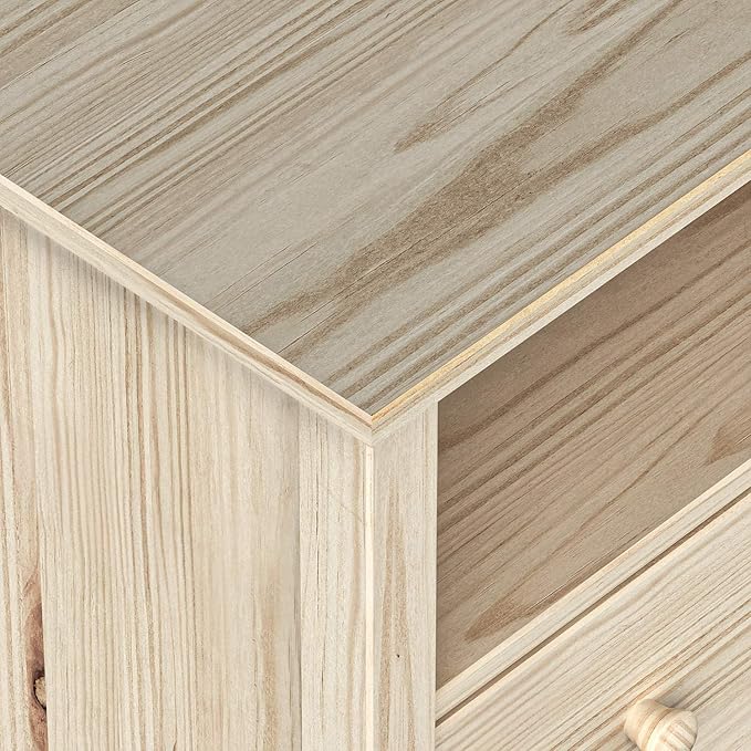 Handcrafted Solid Oak TV Stand Entertainment Center - Elegant Unfinished Media Console with Spacious Storage Drawers & Open Shelves - Sturdy Wood Cabinet Fits TVs up to 55 Inches