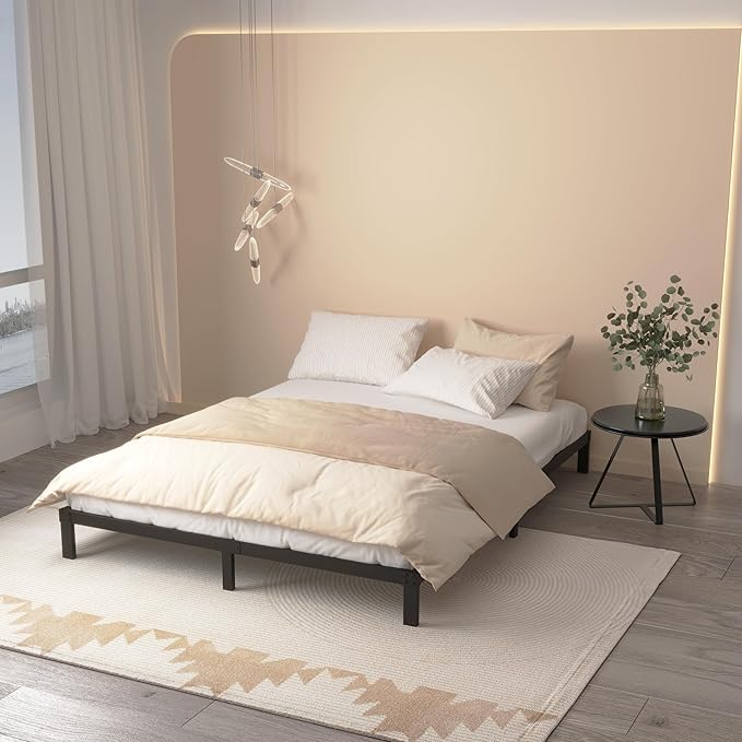 8 Inch Full Size Bed Frame No Box Spring Needed, Heavy Duty Metal Platform Bed Frame Full Support Up to 3000 lbs, Easy Assembly, Noise Free, Black