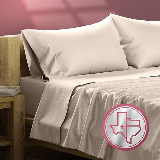 TEXAS LINEN CO. Egyptian Cotton California King Bed Sheets - 800 Thread Count 4 PC Taupe Egyptian Bed Sheet for Calking Size Bed, Sateen Weave Deep Pocket Luxury Hotel Sheet, Extra Soft Cooling Sheets