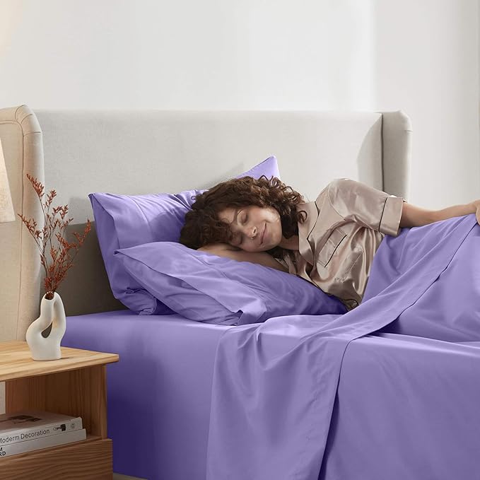 Nestl Twin Sheet Set - 1800 Ultra-Soft Microfiber Twin Bed Sheets - Double Brushed - Deep Pockets - Easy Fit - Extra Soft - 3 Piece Set - Bedding Sheets & Pillowcases (Twin, Lavender)