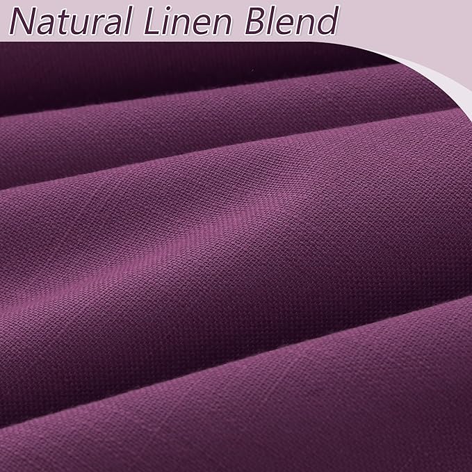 Guken Purple Blackout Curtains 96 Inch Length 2 Panels Set for Living Room Bedroom Back Tab Thermal Insulated 100% Black Out Linen Drapes Room Darkening Window Curtains 52 Inches Width