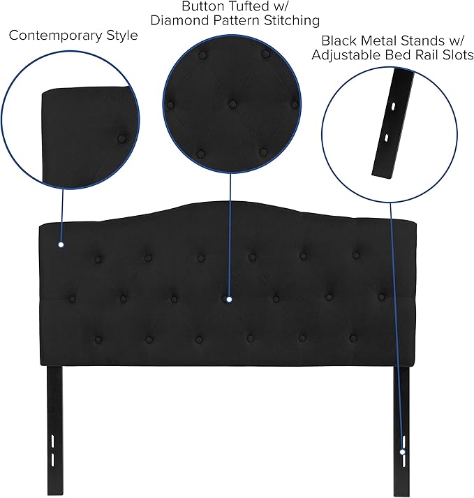 Flash Furniture Cambridge Tufted Upholstered Full Size Headboard in Black Fabric