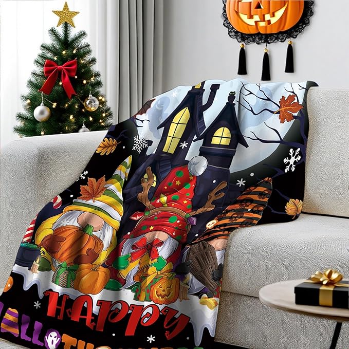 Halloween Blanket, Halloween Throw Blanket for Sofa Couch Room Bed, Xmas Gifts for Women Men Daughter Son Kids, Gifts for Thanksgiving, Pumpkin Gift, 60"x80"