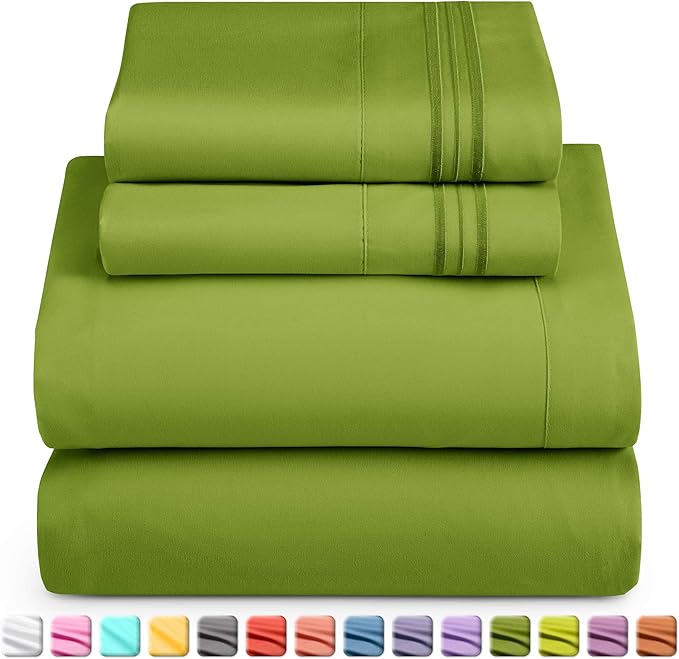 Nestl Full XL Sheet Set - Luxury 1800 Ultra-Soft Microfiber Full Extra Long Bed Sheets - Double Brushed - Deep Pockets - Easy Fit - 4 Piece Set - Bedding Sheets & Pillowcases (Full XL, Calla Green)