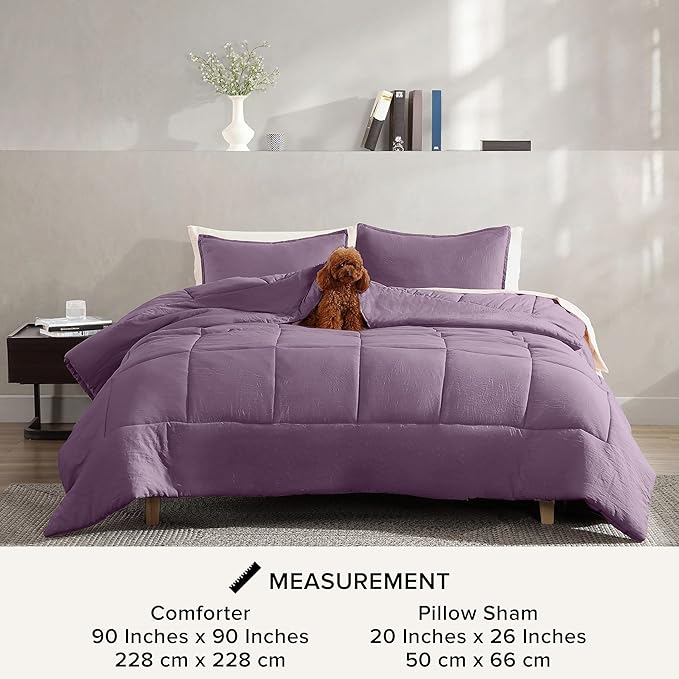 UGG Leonora Comforter Set with 2 Pillow Shams Lightweight Down Alternative Blanket Reversible Cozy Warm All Season Washable and Hypoallergenic Bedding Set, Full/Queen, Purple Shadow