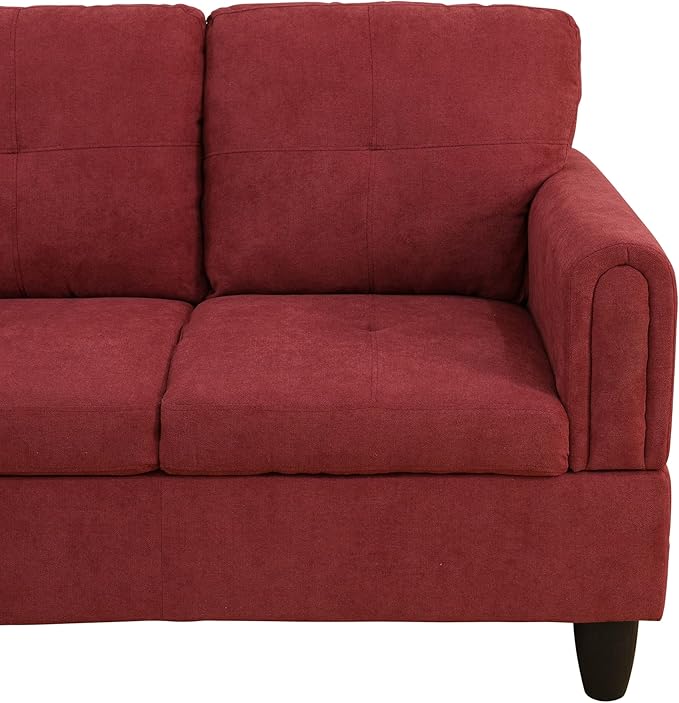 NicBex Sectional Couch 2 Pieces 66.5" L Sofa with Left Chaise Flannel L Shaped Cloud Couch for Living Room Furniture Sets with Cushion, Modular Sofa for Living Room & Small Apartment, Red