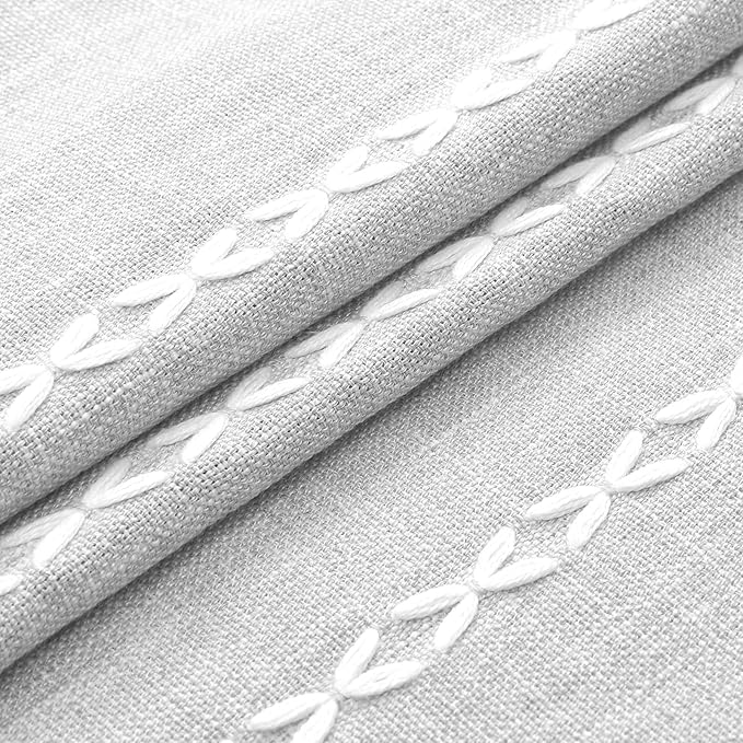 MitoVilla Boho Farmhouse Shower Curtains for Modern Farmhouse Bathroom Decor, Grey Country Thick Polyester Linen Fabric Shower Curtain, Rustic Tassel Cloth Shower Curtain, 72 x 72, Light Grey