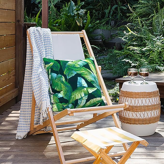 Outdoor Throw Pillow Covers 16x16 Inch, Square Patio Pillow Cases Pack of 2, Modern Decorative Back Cushion Covers for Patio Furniture Garden Couch Farmhouse, Hanalei Lagoon